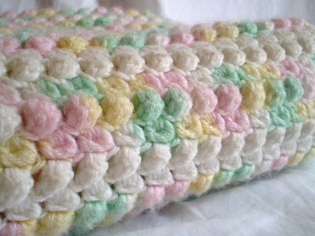 Vintage Handmade Crocheted Baby Blanket