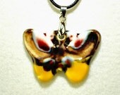 Yellow butterfly charm necklace, couple necklaces, porcelain jewelry, whimsical choker necklace, unisex jewelry gift
