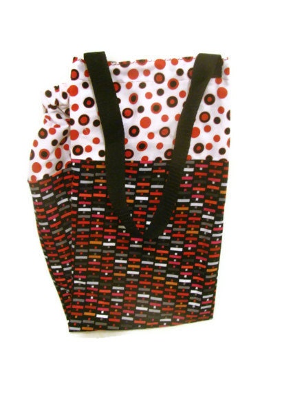 Fabric Plastic Bag Holder- Grocery Bag Holder- Modern-Red and Black
