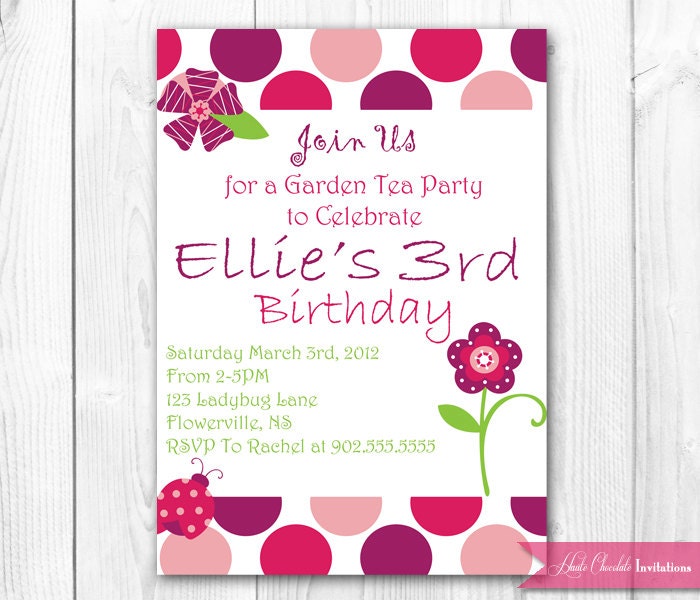 Garden Party - Birthday Party Invitation - Pink & Purple Butterfly and Ladybug - DIY Printable Invitation Il_570xn