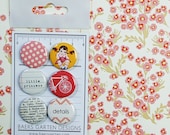 Badges / Adhesive Buttons Vintage Girl / Bile / Polka dots / Princess