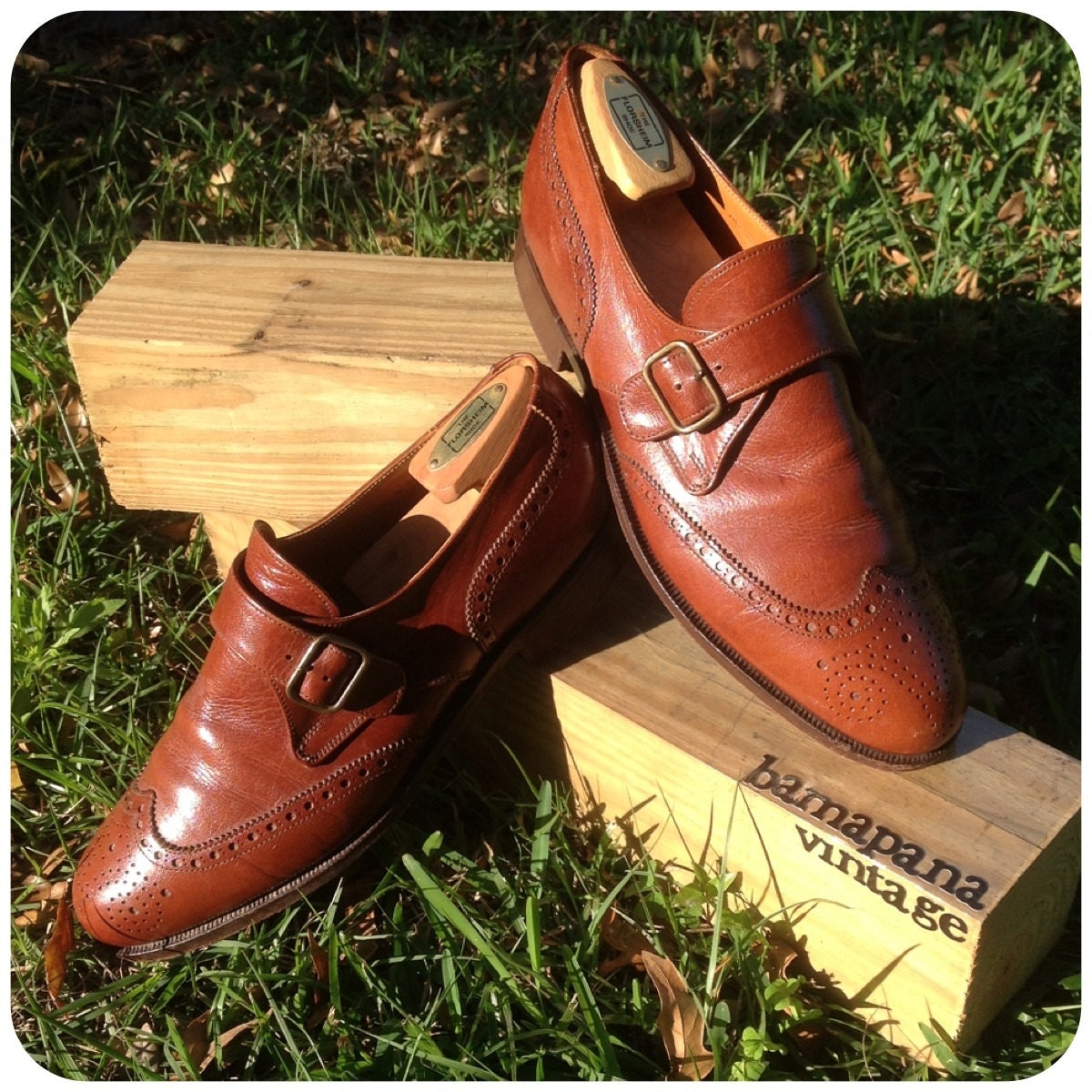 Vintage  Ralph Lauren Polo -- Bench Made -- Men's Monk Strap Wingtip Shoes-- Dress Shoes --  Handmade in England -- UK Size 8 D --  Bespoke