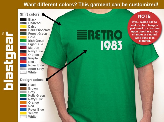 RETRO 1983 (or any year you'd like) 30th Birthday T-shirt -- Any color/Any size choice - Adult S through 5XL, Youth XS through XL