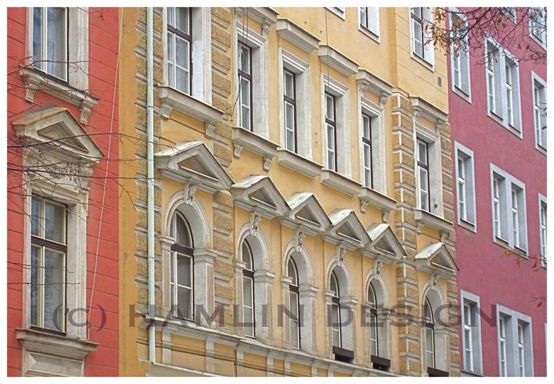 Prague Architecture photo patchwork of facades 15cm x 21cm (approx 6in x 8 1/4in) - HamlinDesign