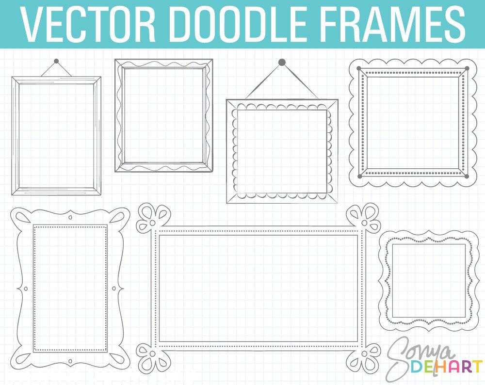 50% Off SALE Clip Art Doodle Frames Doodle Clipart Frames Commercial Use Labels Instant Download Il_170x135