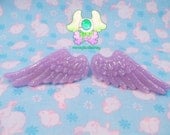 Fairy Kei Angel Wing Hair Clips - Lavender with Glitter