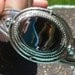 Very Cool Vintage Hematite Cuff Bracelet With Concave Stone Unsigned Edgy Shiny Rocker Chic