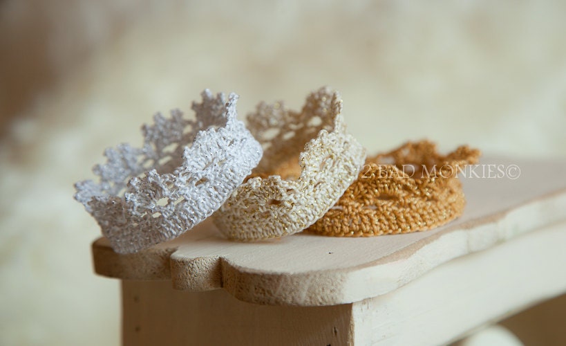 Baby crown - Cotton Newborn crown - Baby Photography Prop - Gold Crown. Silver Crown . Blue Crown. Pink Crown