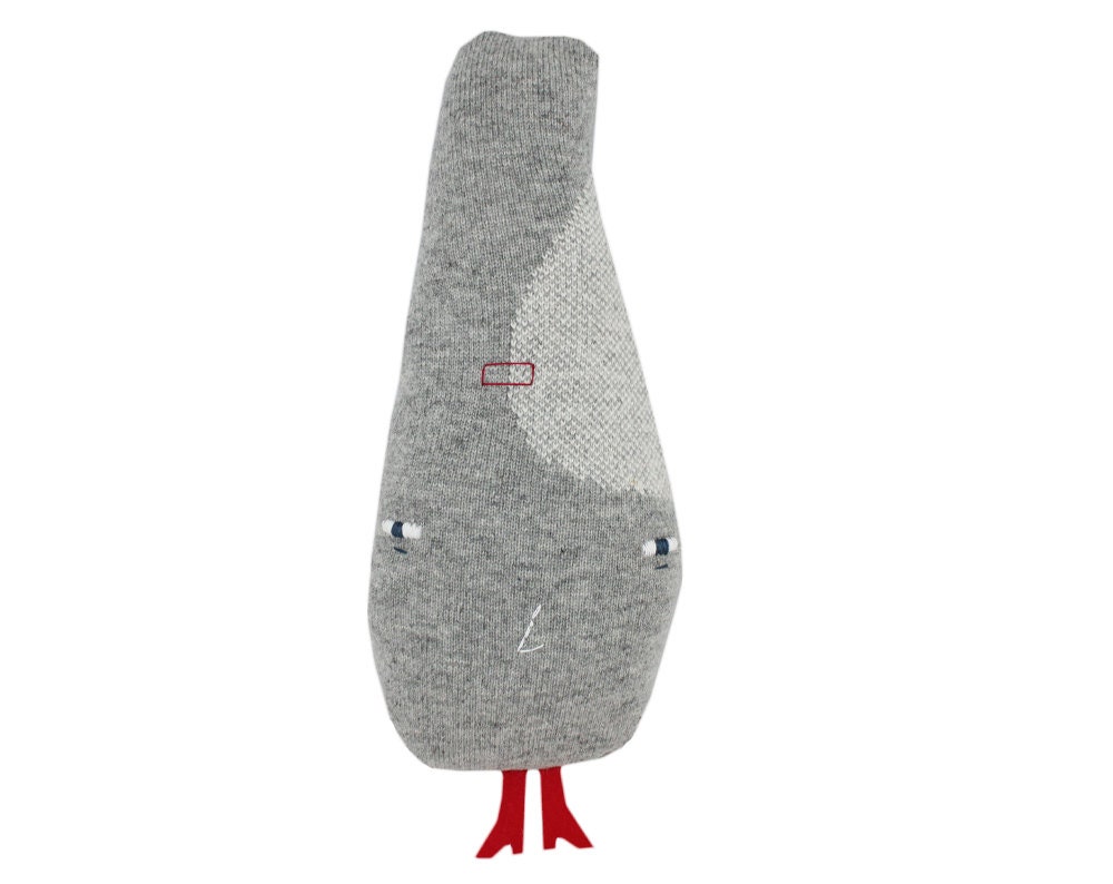 Raindrop in Boots - soft knitted toy, grey