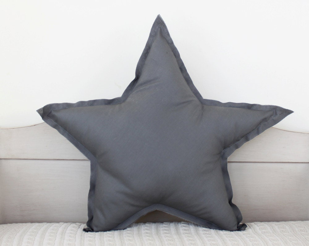 Star shaped Pillow or cushion - charcoal, soft cotton