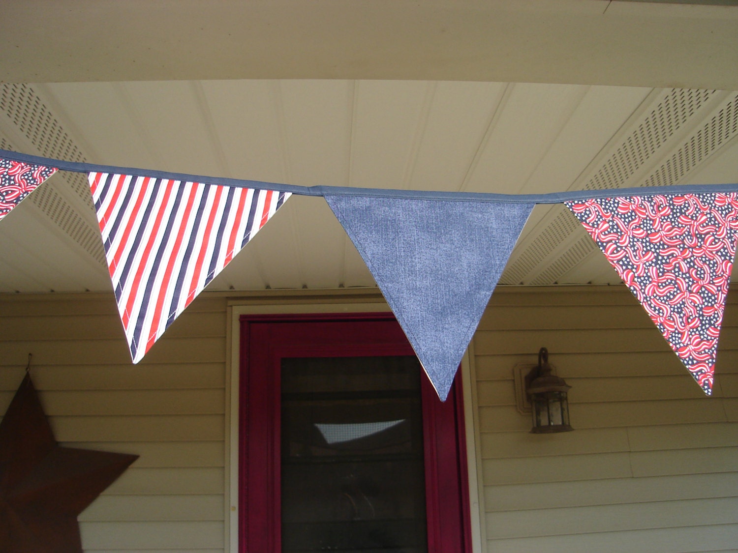 Patriotic Red White and Blue Bunting Flag Banner Memorial Day 4th of July