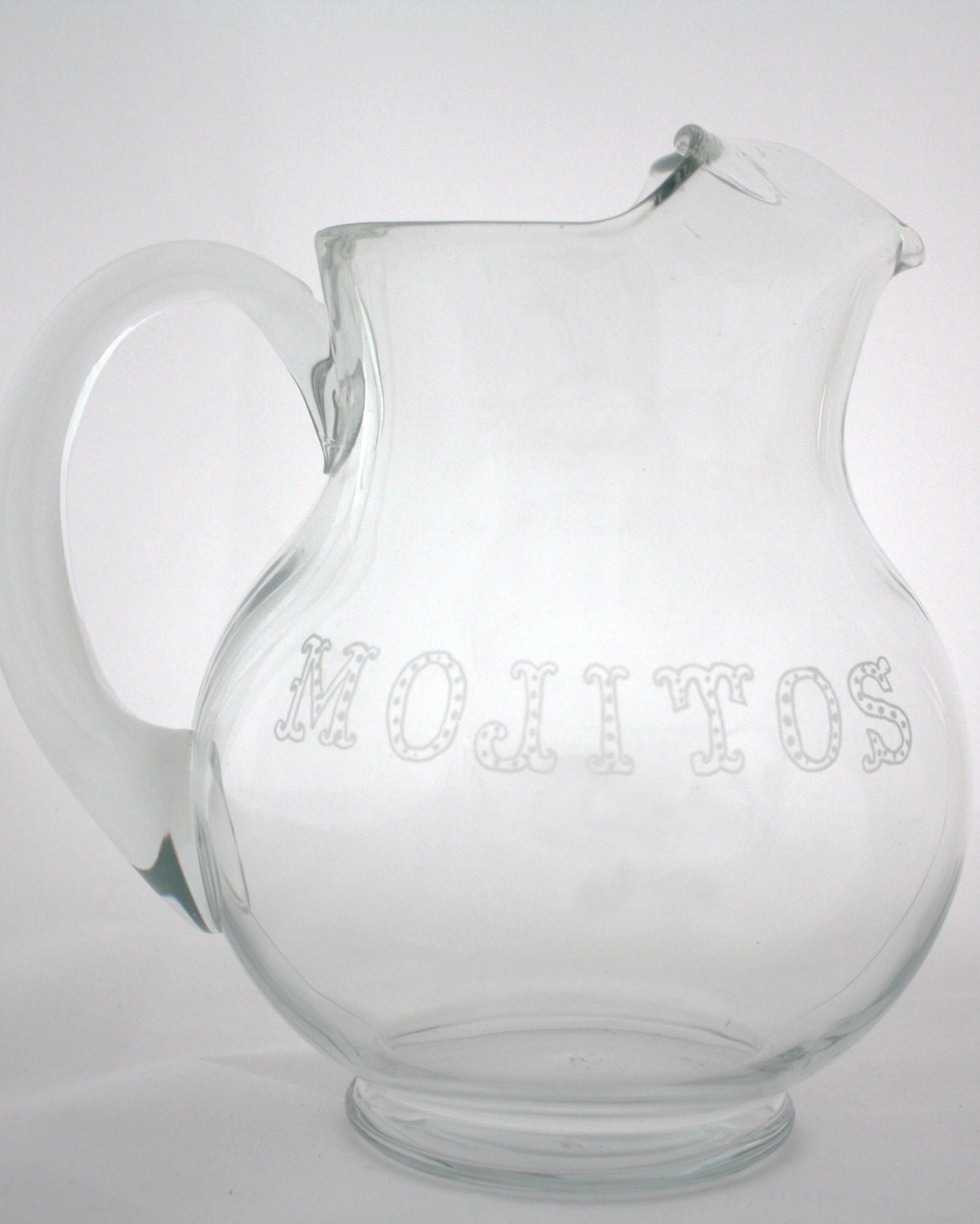 Mojitos pitcher, Etched glass pitcher for summer parties and entertaining. As Seen On The Today Show