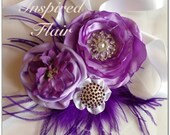 Maternity Sash- Purple Pregnancy Belt- Feathers & Flowers- Photo Prop- Newborn Sash- Belly Band- Bridal Sash- CHOOSE ANY COLOR