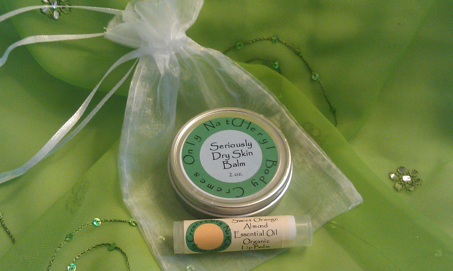 Organic Lip Balm and Organic Seriously Dry Skin Balm in a Winter Rescue Bag