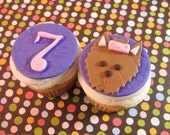Doggie Birthday terrier Cupcake Toppers pink and brown Il_170x135