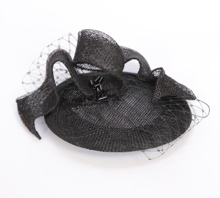 Fascinator Sinamay Black 'wave'