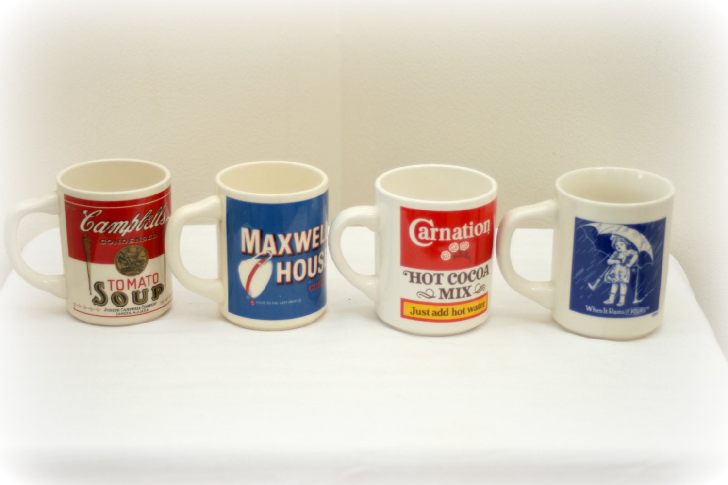 Set of 4 Advertising Coffee Mugs