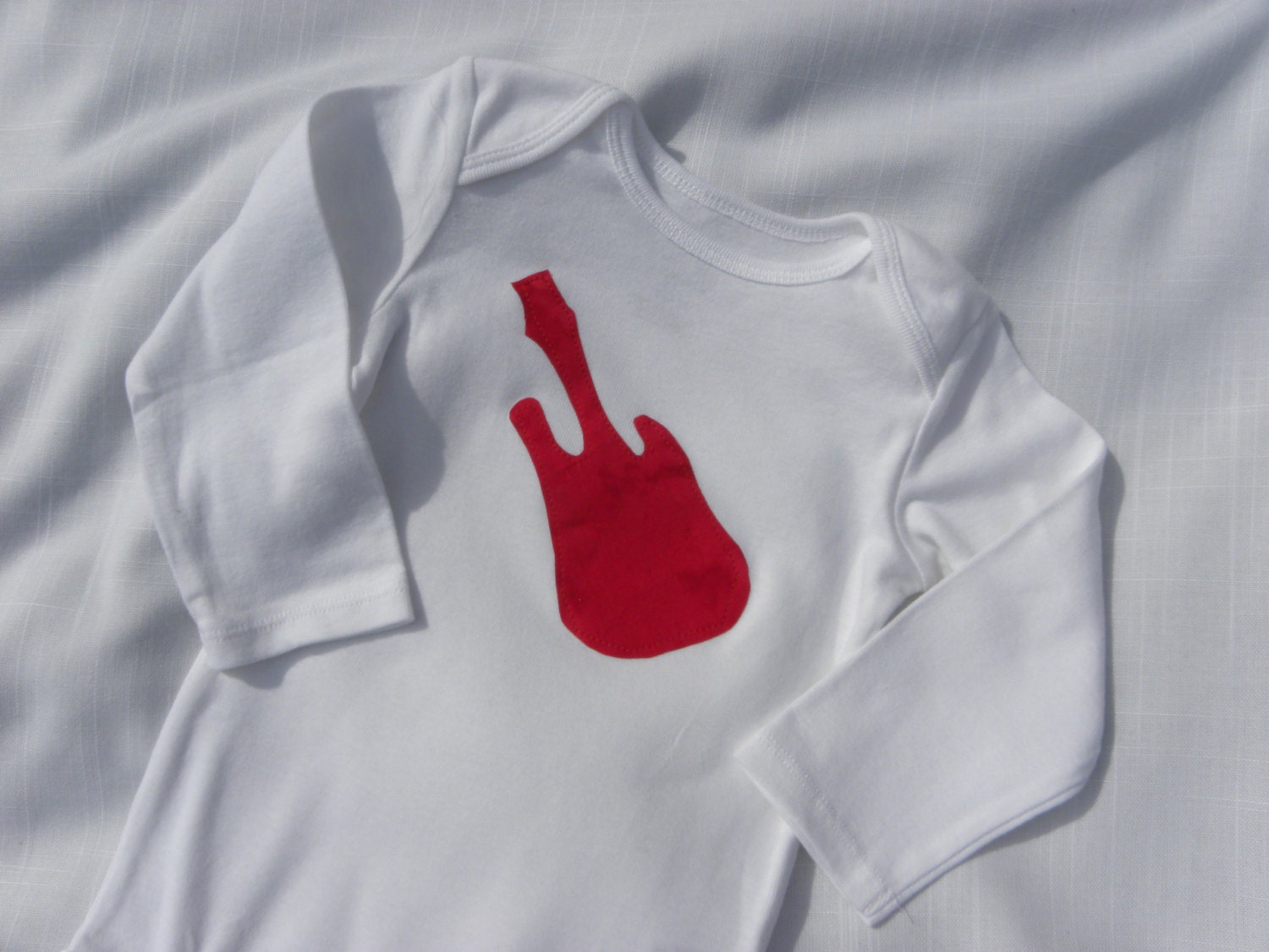 Guitar Onesie - Red Guitar Applique - 18 month - Ready to Ship - Gifts under 20