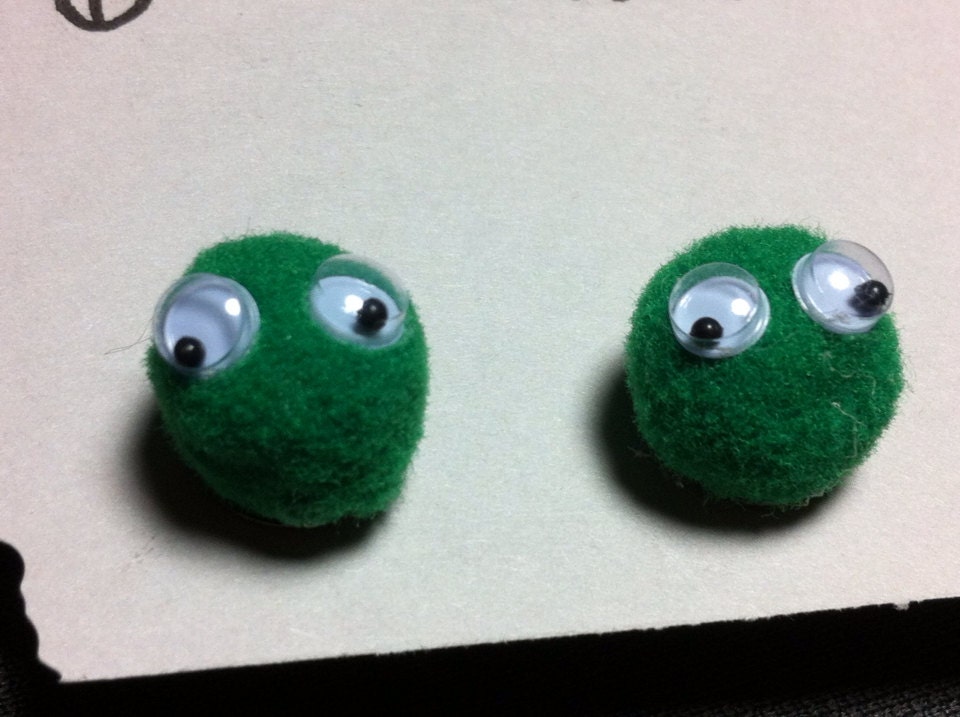 Green Earrings: Messed Up Monster Earrings in Green