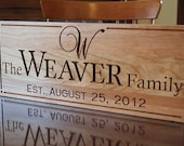 Carved Wood Sign: Wedding Gift Marriage Gift Custom Wood Signs Established Name Anniversary Personalized Wood Signs Cherry 7x18 WW