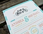 Wedding Invitation: Rustic Modern Stripes and Vintage Bicycle