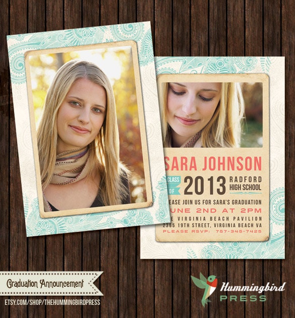 INSTANT Download - PSD 5x7 Senior Graduation Announcement Card Template - G1