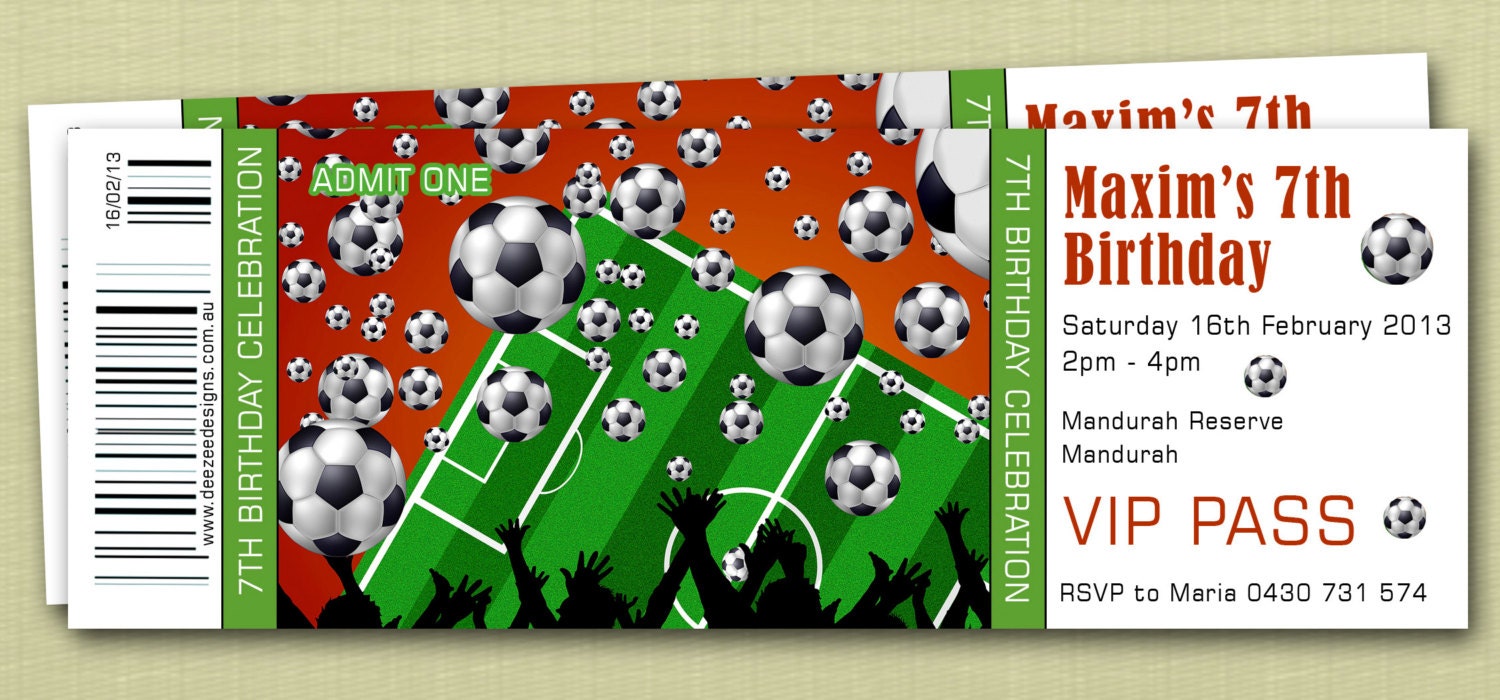 Ticket Style Sports Soccer Birthday Invitations - You Print Il_170x135