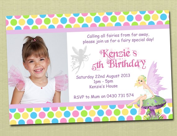Photo Personalised Fairy Birthday Invitations - You Print Il_570xn