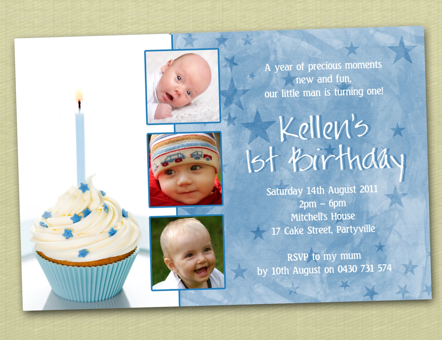 Photo Personalised Cupcake Birthday Invitations - You Print Il_570xn