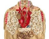anatomy series heart 1, mixed media heart, collage heart, cabinet of curiosities heart, heart