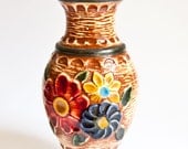West German Pottery //  Bay Keramik // West German Vase // Embossed Floral Design