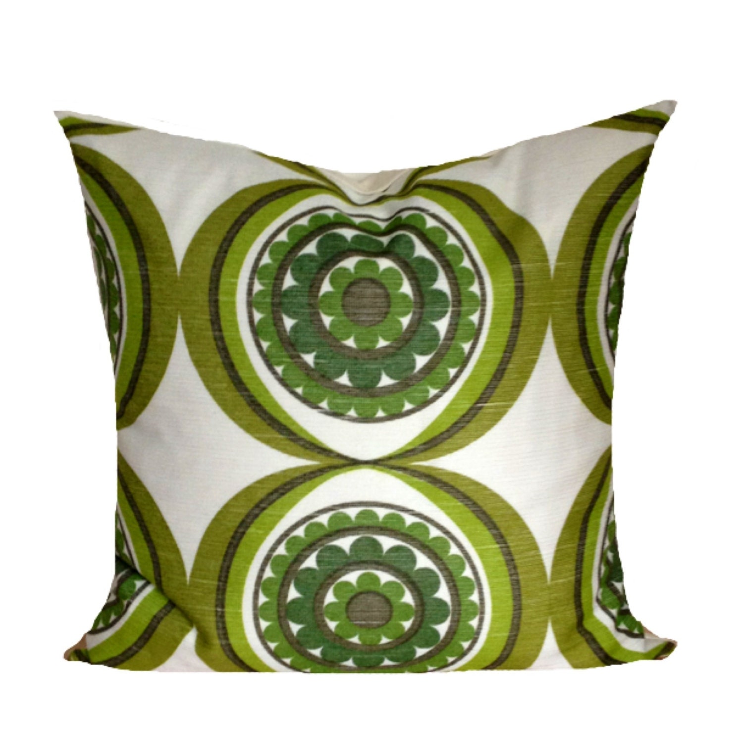 Retro Throw Pillow 1970s Vintage. Fabric 20" x 20"  Retro Green Cushion Cover
