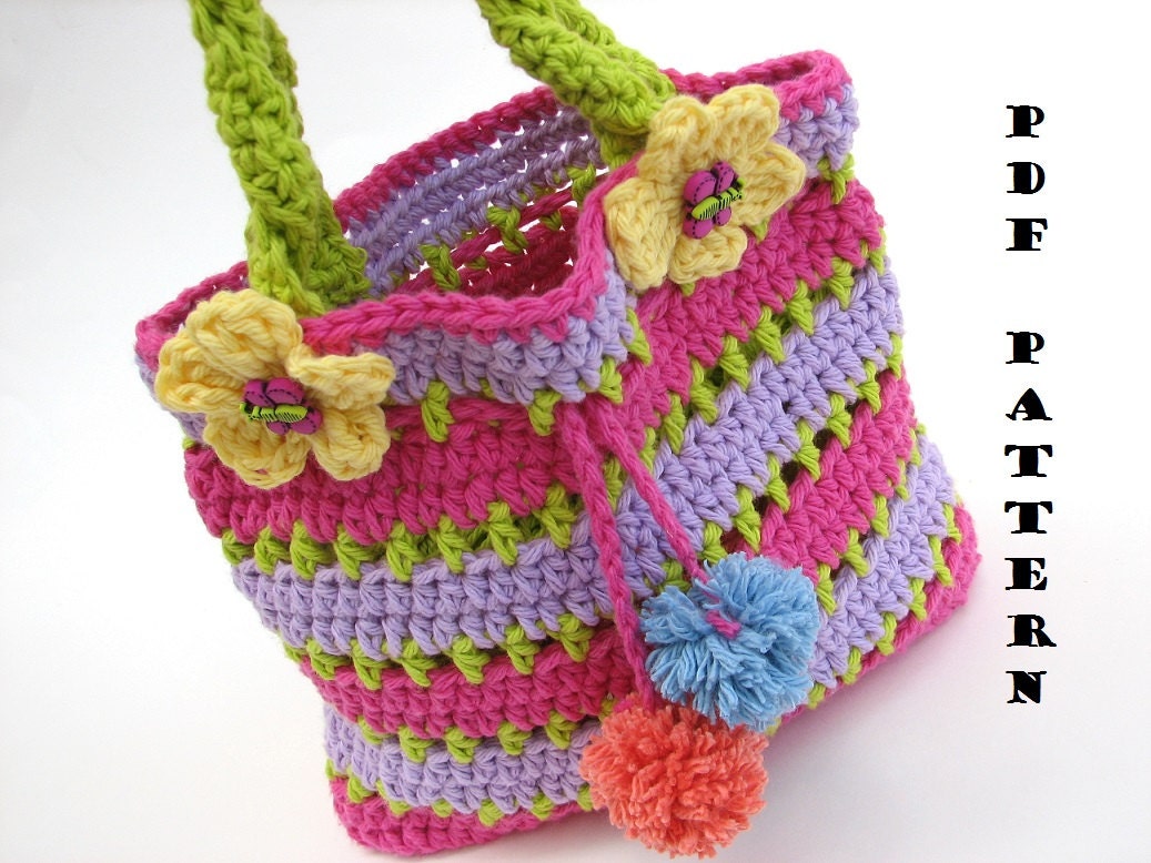 Colorful Girls Bag / Purse, Crochet Pattern PDF,Easy, Great for Beginners,  Pattern No. 57