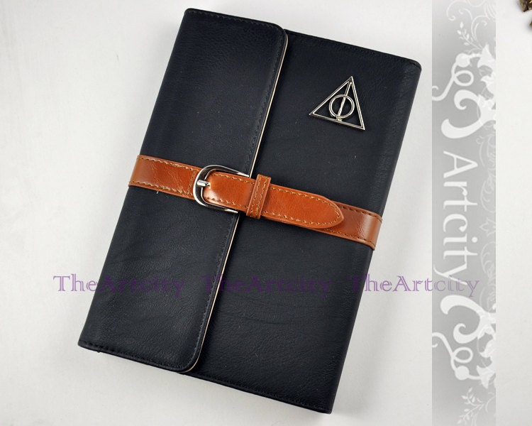 Black Leather iPad Mini Case, Silver Deathly Hallows Symbol iPad Mini case cover, case for iPAD mini