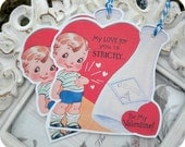 Vintage Boy with Milk Carafe Grade A Valentine Tags - Set of 6 - Vintage Inspired - Cottage Shabby Chic - Valentine's Day