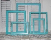 Distressed Frames 5 Pc Set Aqua Blues Cottage Chic Coastal Decor