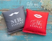 Cornhole Bags - Full Set (8 bags)  // Mr. & Mrs. "Last Name"