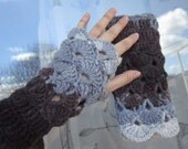 Multicolor Crochet Fingerless Mittens Wrist Warmers White Shades of Grey Black Fashion Accessories Gift for Her by dodofit on Etsy