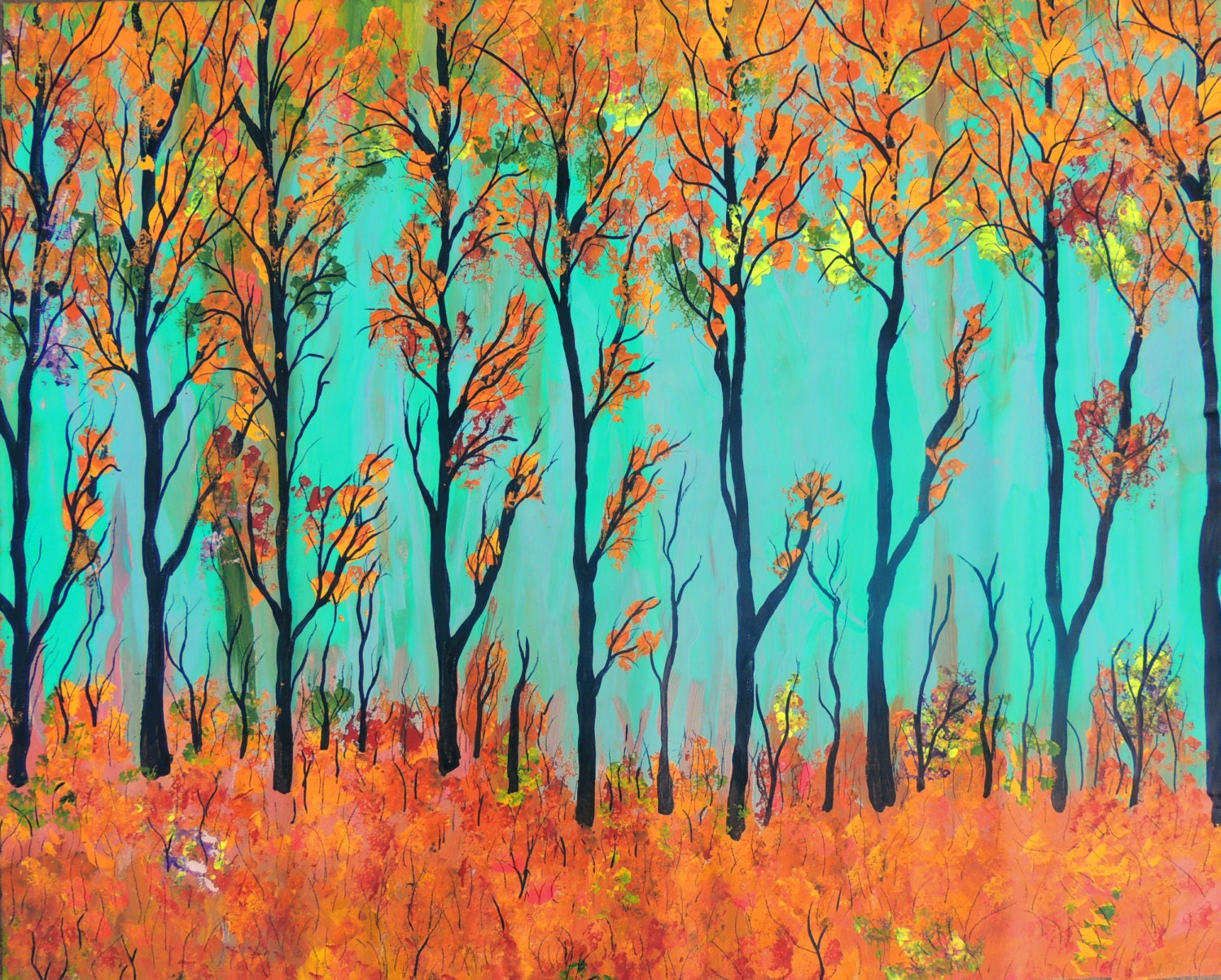 SONG of INDIAN SUMMER  Large Abstract Tree Art Original Landscape Painting by suzeee - SUZEEE