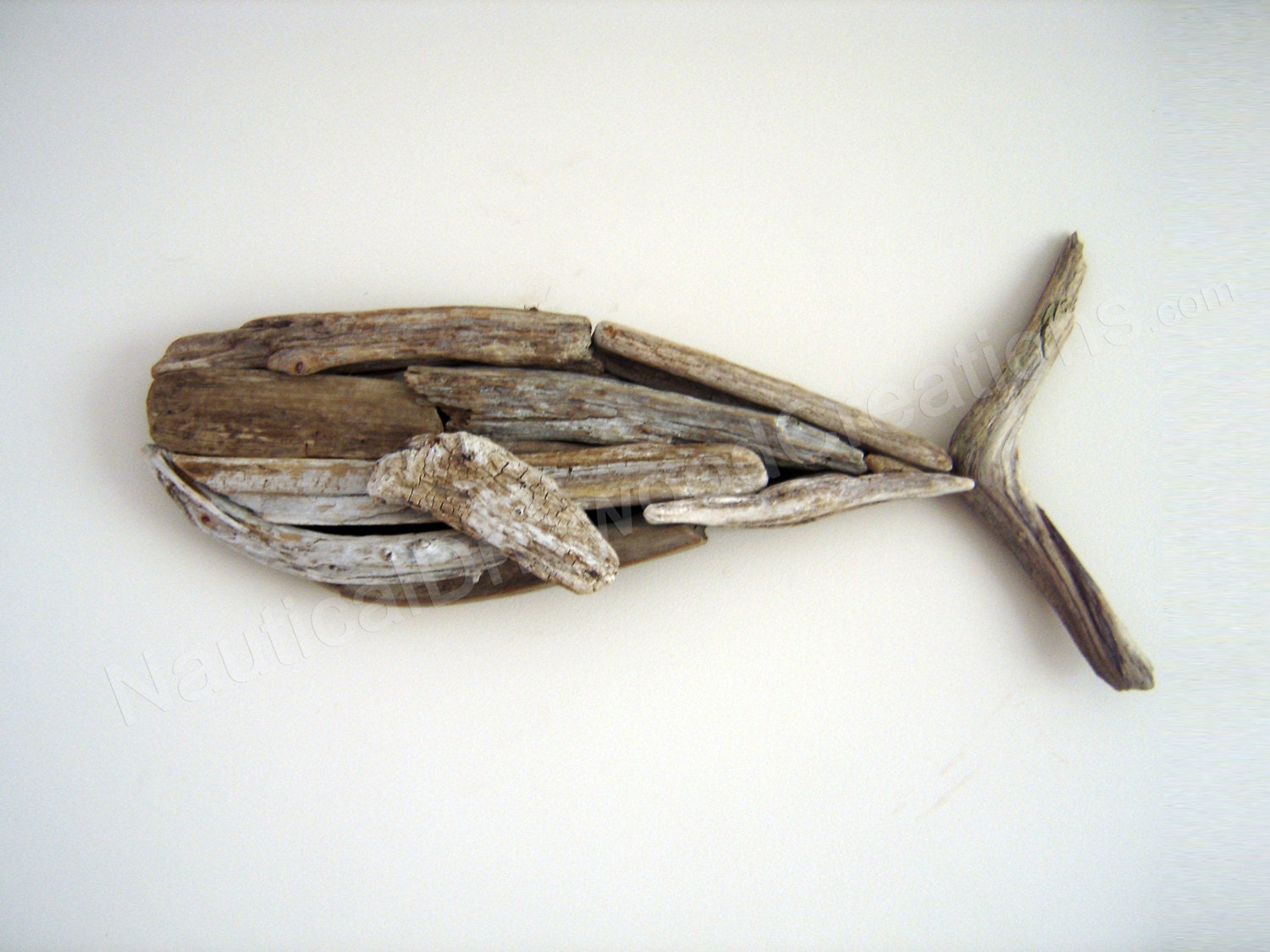 Driftwood Whale - Hanging Wall Sculpture Beach Art 26 x 12
