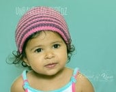 Baby Beanie, Baby Girl Hat, Newborn Girl Hat, Toddler Girl Hat, Pink and Purple Striped