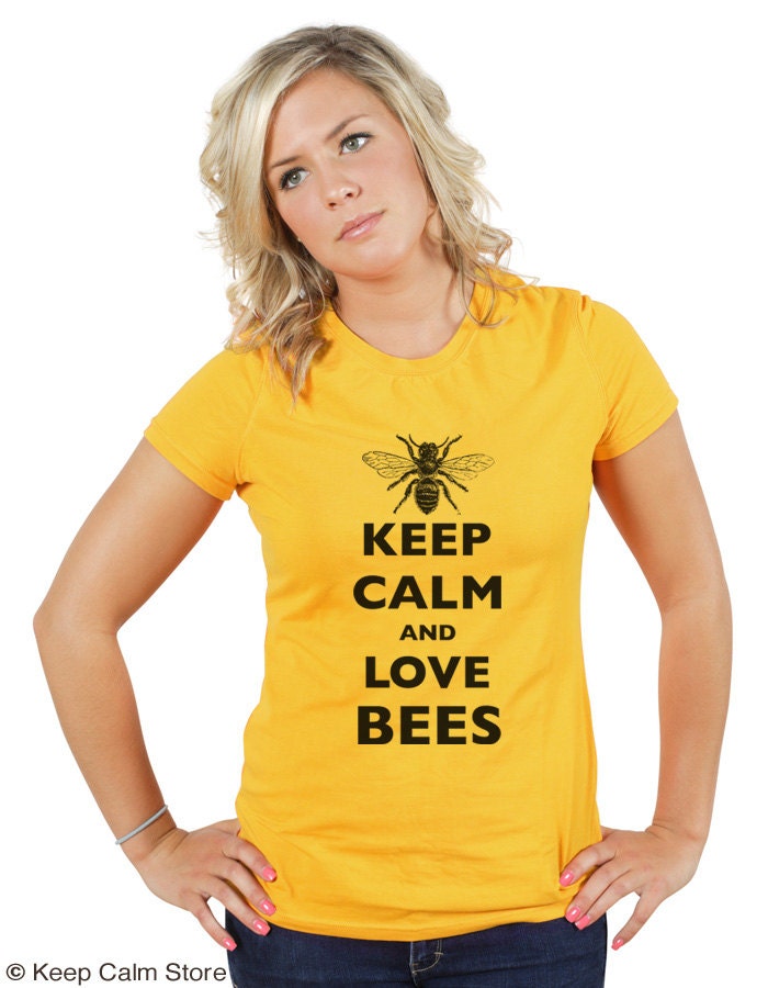 Keep Calm and Love Bees T-Shirt - Printed on Soft Cotton T-Shirts for Women and Men/Unisex