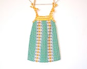 Girls Sun Dress / 'Daisy Chain' / Green polka dots with gold daisies / 12 months to 5T