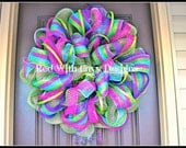 Bright Deco Mesh Wreath, Deco Mesh Wreath. Wreath