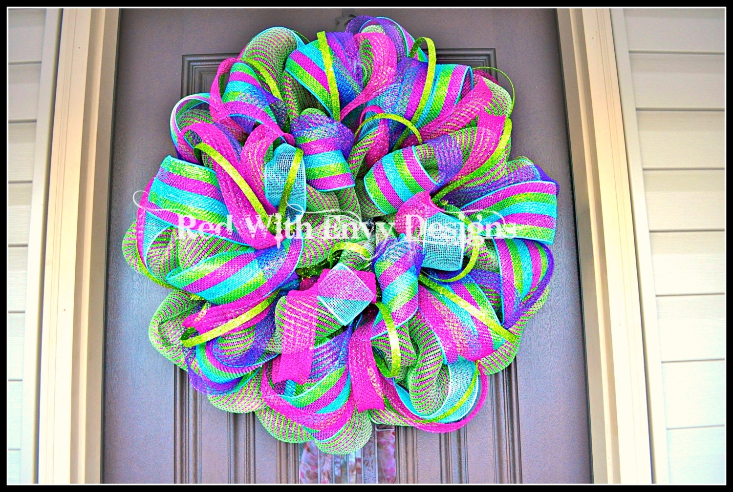 Bright Deco Mesh Wreath, Deco Mesh Wreath. Wreath