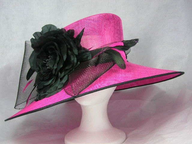 Pink and Black Kentucky Derby Hat, Church Hat