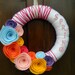 Spring Wreath - Yarn Wrapped Wreath - Bright Eco-Friendly Felt Flower Wreath - 12 Inch