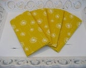 Fabric Napkins Modern Sunny Yellow Floral Set of 4