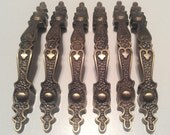 Set of 6 Vintage Amerock Bronze Cabinet Handle Drawer Pull - Gothic, Steampunk