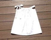 Girls white pillowcase dress. Mod white on white polka dot.  Custom boutique childrens clothing By EverythingSorella